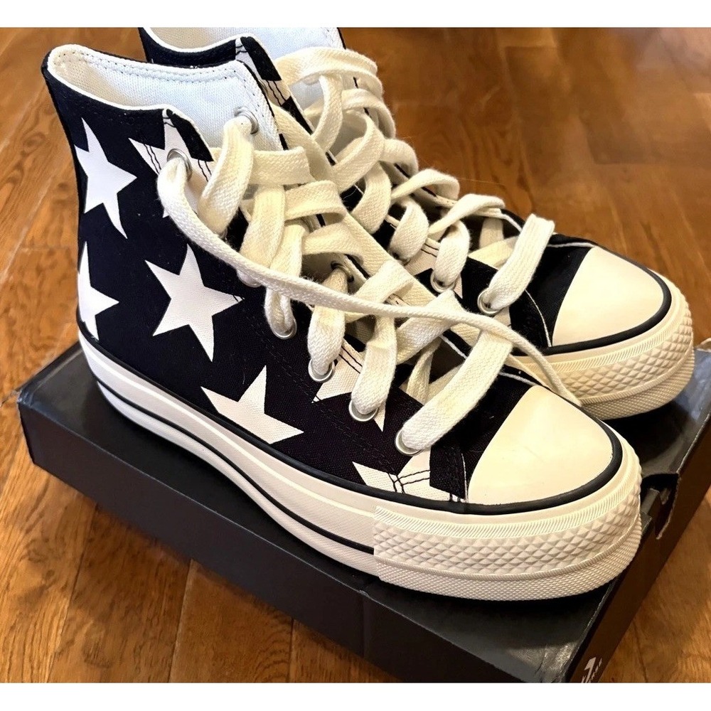 Converse Chuck Taylor All Star Lift High Top Big Star Black Cream Women's 6.5